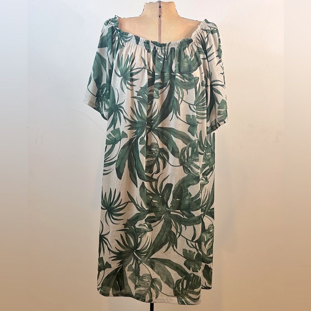 H&M Natural & Green Tropical Print Sundress - Size Large